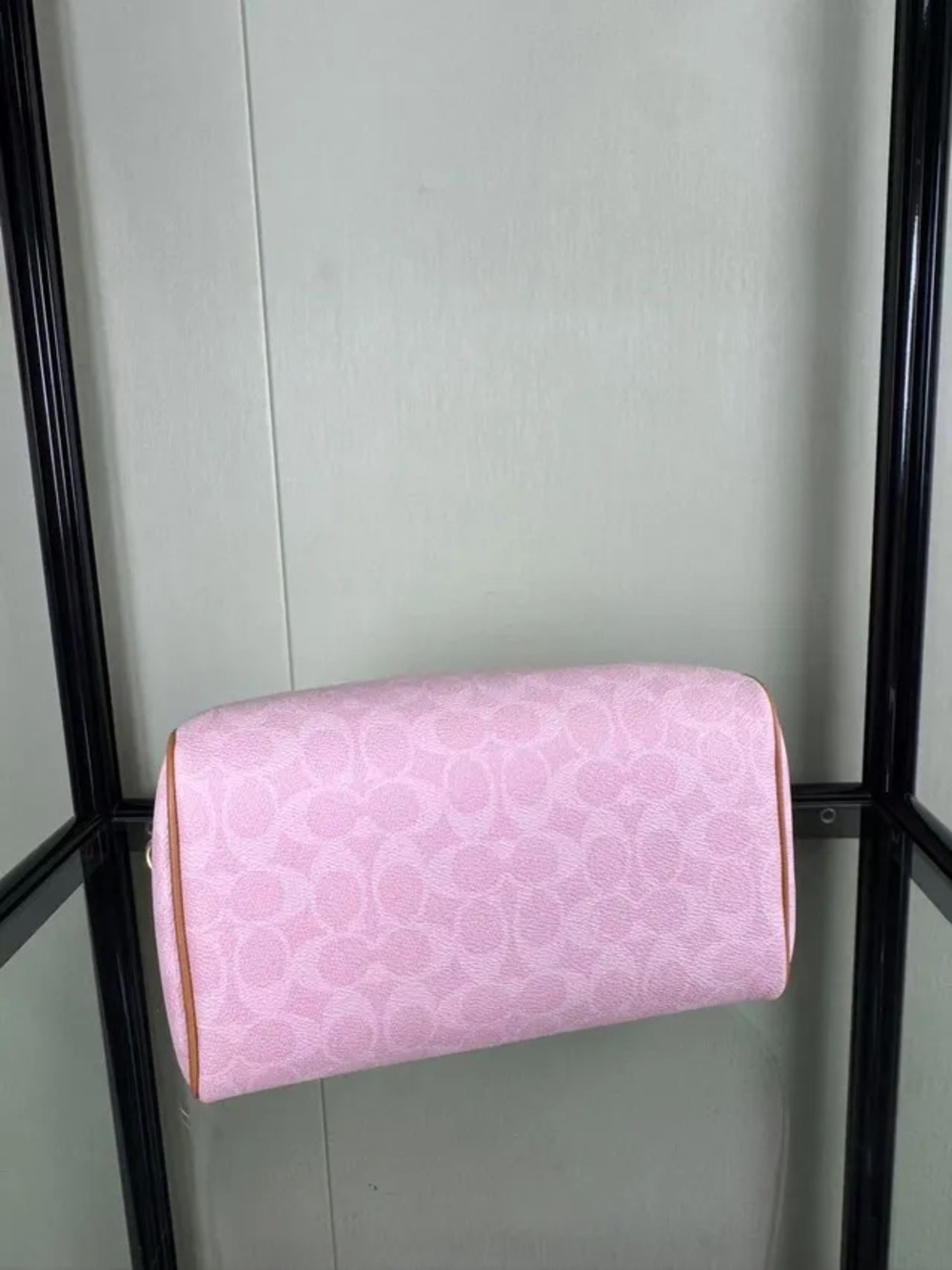 Coach Pink Signature Mini Satchel with Tan Trim and Floral Charm - Picture 5 of 5